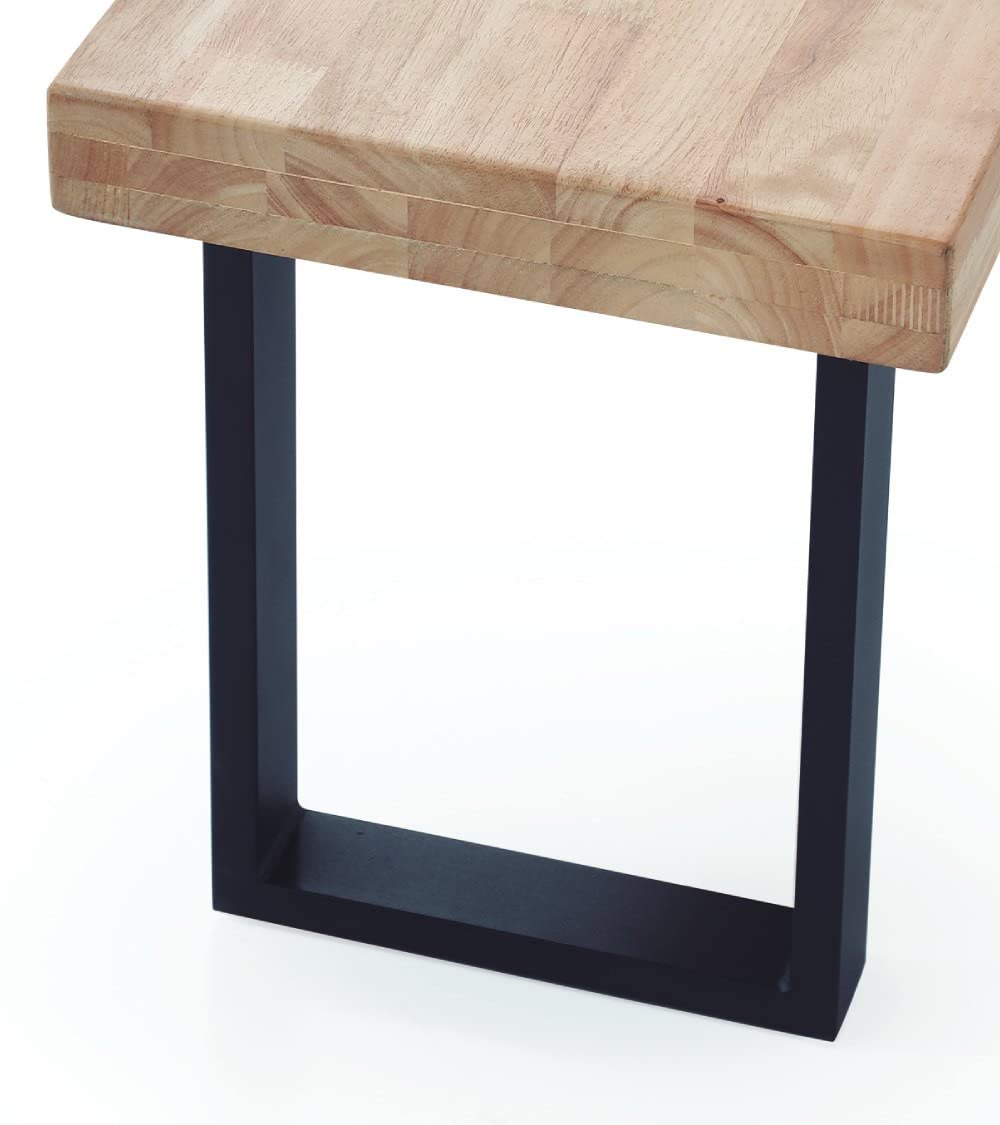 Home Heavenly® - Banco de Madera Roble Macizo Darek, Banco para Comedor y Cocina, Estilo Industrial, Pata Metal U. 120x47x34 cm. (Roble Nordish - Pata Negra)