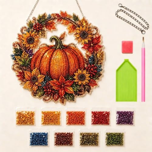 AYTHSRIC Halloween Diamond Art Hanging Kits for Adults Beginners, DIY Acrylic 5D Special Shaped Crystal Diamond Gem Art Painting Hanging Ornament for Home Wall Decor and Gift (A4) by AYTHSRIC - Used condition - Image 6
