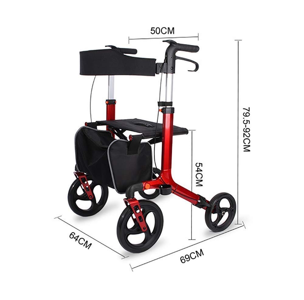 Walker,Rollator Walker z siedzeniem, składany Rolling Walker Regulacja wysokości Wózek na zakupy ze stopu aluminium dla seniorów Skuter czterokołowy little surprise