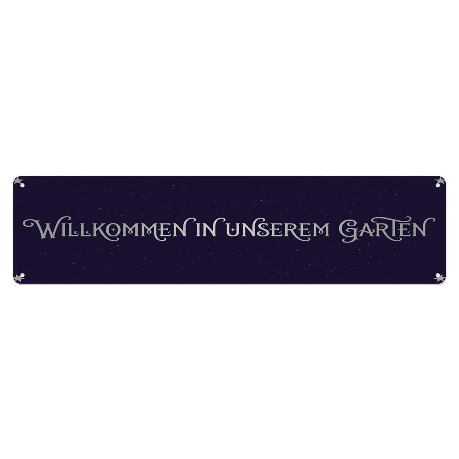 Vintage Welcome to Our Garden Midnight Purple Metal Tin Sign