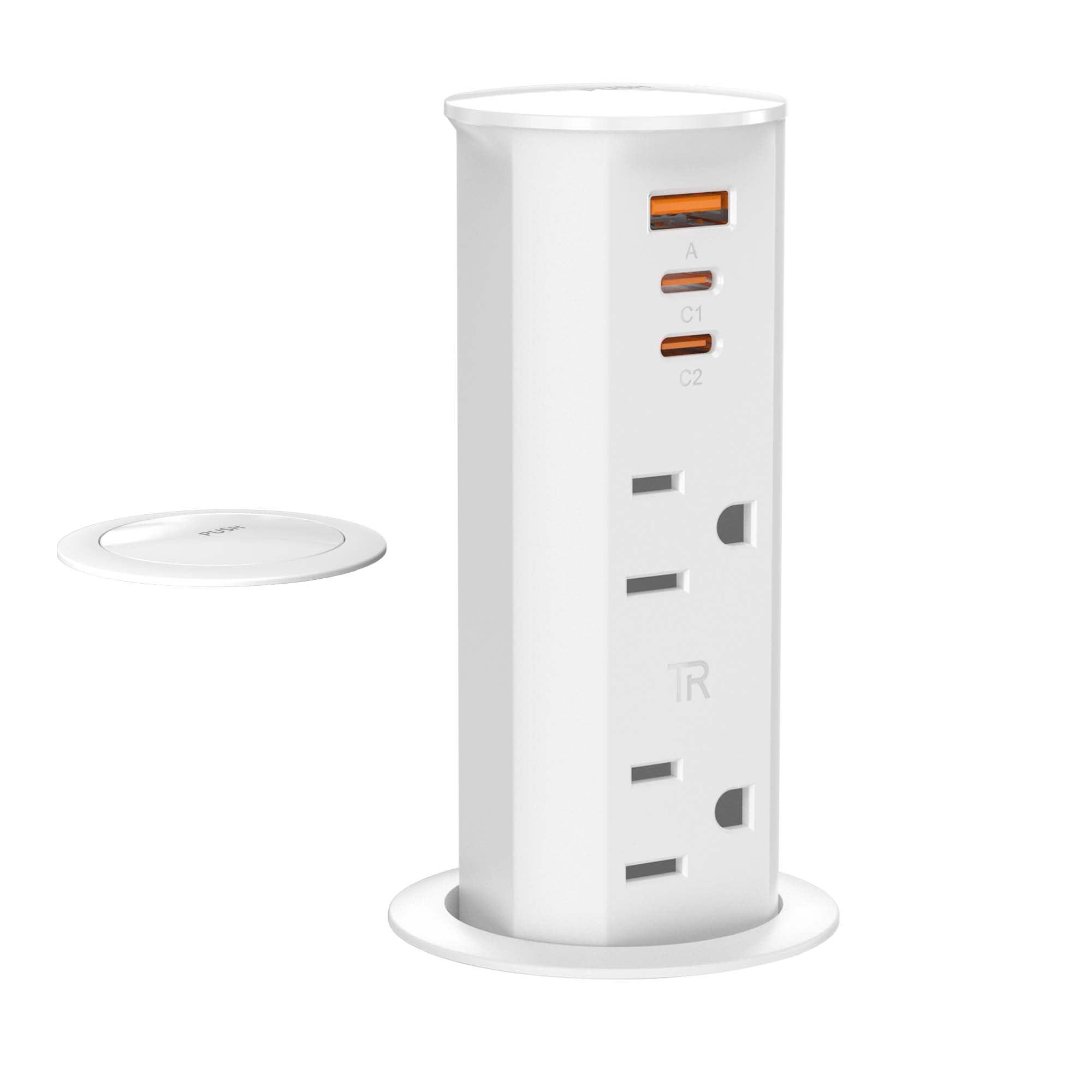 Photo 1 of ANNQUAN Pop Up Countertop Outlet with 20W USB Ports, 2 Outlets, 3ft Cord, White