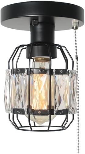 Miniatura 10 de Baiwaiz Lámpara de cadena de tracción semiempotrada, de metal negro, redonda, industrial, con tira de tracción, moderna, cerca del techo, 3 luces,