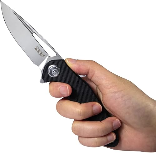 Miniatura 6 de KUBEY Dugu KU210E - Cuchillo plegable para exteriores de 2.91 pulgadas, hoja Sandvik 14C28N y mango G10 con clip de bolsillo reversible para caza,