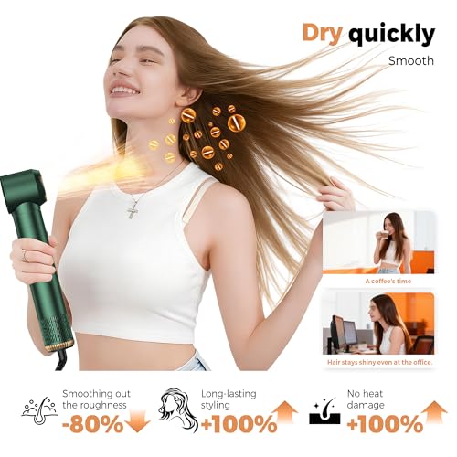 Image of Blow Dryer Brush Set 5 in 1, Hot Air Styler Negative Ionic Low-Temp Hair Care Air Curling Wrap, Round Brush Dryer & Curling Iron for Dry Volumize Straight Curl, 100-120V