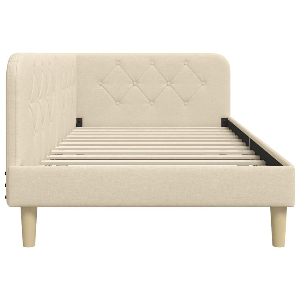 Tkaninowy narożny L z odwracanym podłokietnikiem Sofa Lóżko Kremowy 100 x