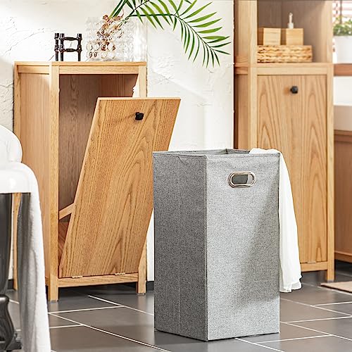 SoBuy Laundry Cabinet Laundry Chest Bathroom Cabinet with Laundry Basket Natural W40 x D35 x H90cm BZR96-N - Image 5
