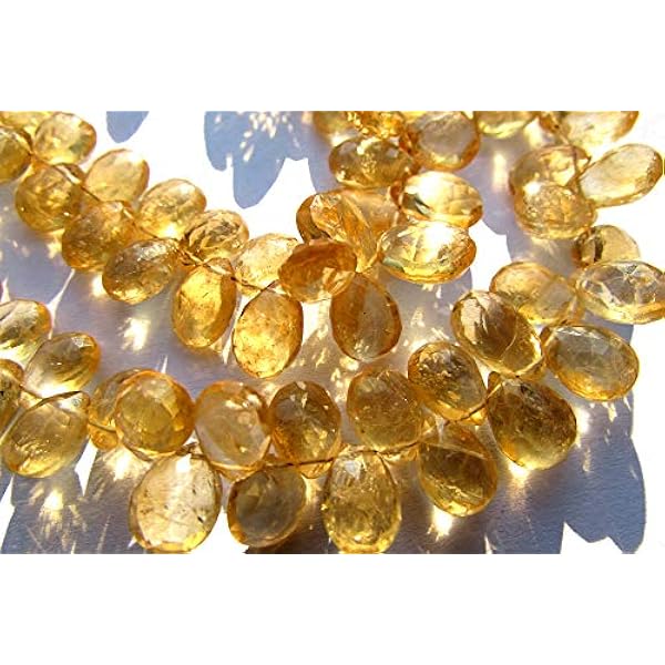 BONLISONS Citrine naturelle Semi-précieuse Forme facettée de perles en vrac de qualité pour la Fabrication de Bijoux | Collections de perles Semi-précieuses | Perles de Citrine