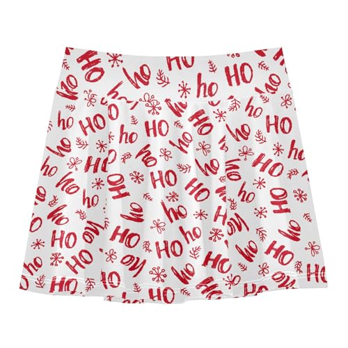 Girls Athletic Skirt 3-12 Years High Waist Tennis Skirts Christmas Ho Ho Ho for Kids Golf Running Dance Skort