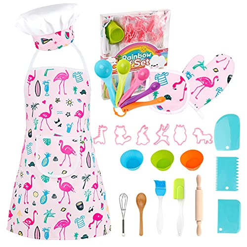 Conjunto de chef infantil, 26 peças de brinquedo de cozinheiro infantil, conjunto de cozinha e assar