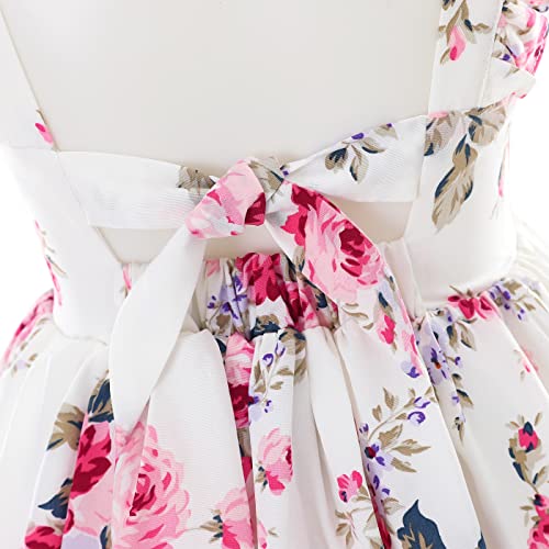 Flofallzique Summer Girls Floral Dress Ruffle Sleeve Tie Back Vintage Toddler Birthday Tea Party Dresses3