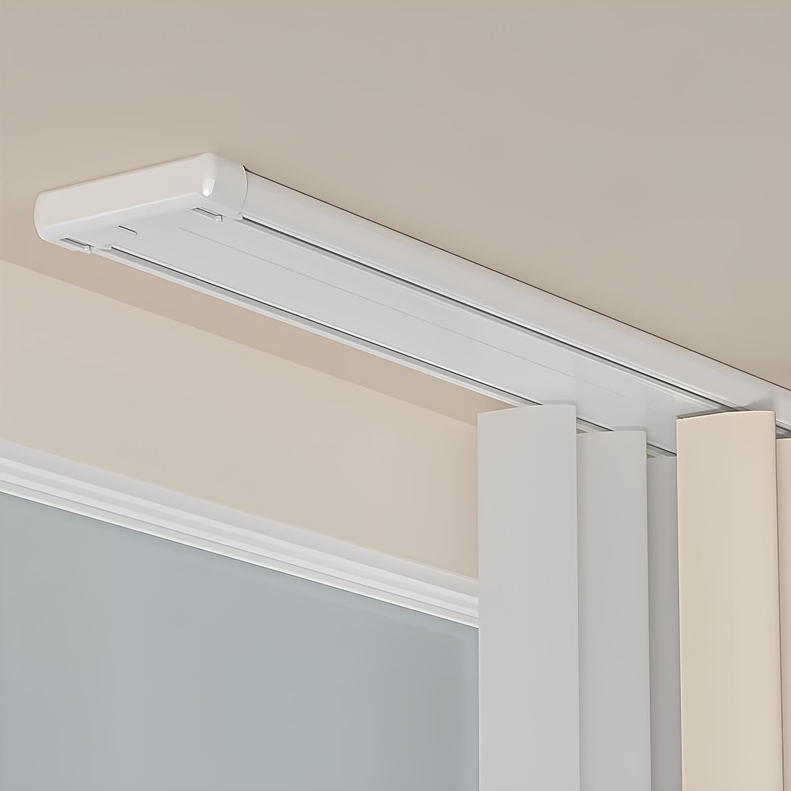 GLDYTVF UltraThin Aluminum Double Row Ceiling Track Rails for Windows RVs Showers & Hospitals – 330cm (10.8ft) Conjoined Curtain Rods Durable & Stylish Solution