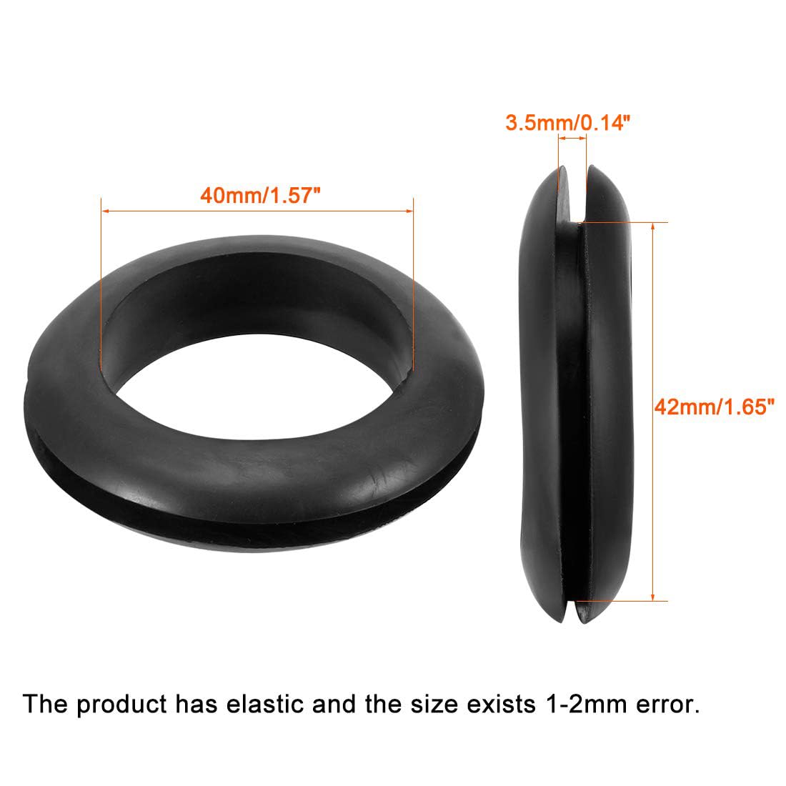 TOP-VIGOR 10Pcs Black Rubber Grommets 40mm Cable Wire Protector Rings Electrical Hole Gaskets for Conductor Wiring Cables and Plugs - Image 2
