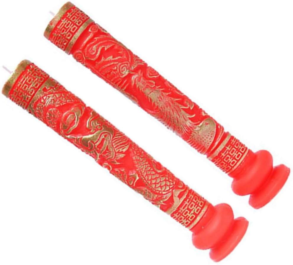 INOOMP 1 Pair Chinese Style Wedding Candle Decor with Red Paraffin Material, Portable and Lightweight Dragon Phoenix Pattern Candles for Festival Decoration and Marriage Room Layout