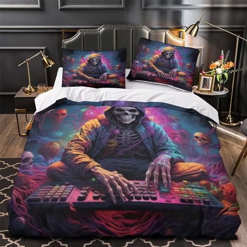 Linge de lit motif squelette en microfibre super douce impression 3D