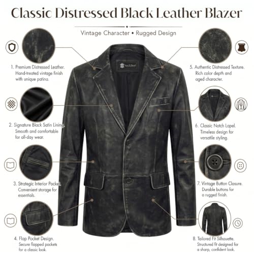 Image of Isaac & David Chicago Lambskin Genuine Casual Wear Leather Blazer Sport Coat Classic Button Closure for Men 2 Button Coat