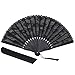 Produktbild ArtiDeco Lace Blumen Handfächer Retro Stil Spitzen Fächer mit Bambusrahmen für Party Dekoration Damen 1920s Kostüm Zubehör (Schwarz)