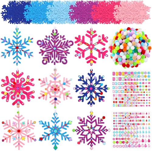 Jetec 72 Set Holiday Snowflake Craft Kit Winter DIY Hanging January Craft Ornaments Snowflake Kit for Christmas Tree Home Activity Decorations Party Favors Home Activities(Assorted Color)