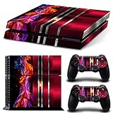 ZOOMHITSKINS PS4 Console and Controller Skins, Cherry Metal Fire Pink Fuschia Burning Silver Grey Mo