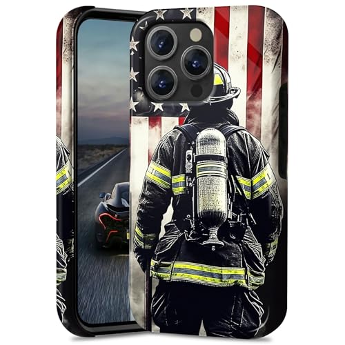 BEOTIWAD Flag Firefighter Phone Case for iPhone 11 Pro 6.1" Dual Layer Hybrid Hard PC & Silicone Protective Design Heavy Duty Shockproof Protective Cover for iPhone 11 Pro 6.1"