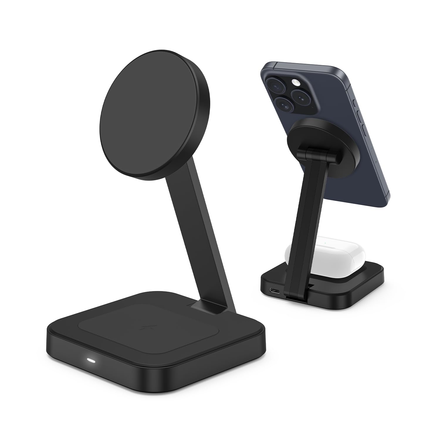 Magnetic Charging Station for iPhone 16 15 14 13 12 Series, Foldable Wireless Charger for Multiple Devices, Faster Mag-Safe Charger Stand, Portable Charging Stand for AirPods 4/3/2/Pro, Phone Holder
