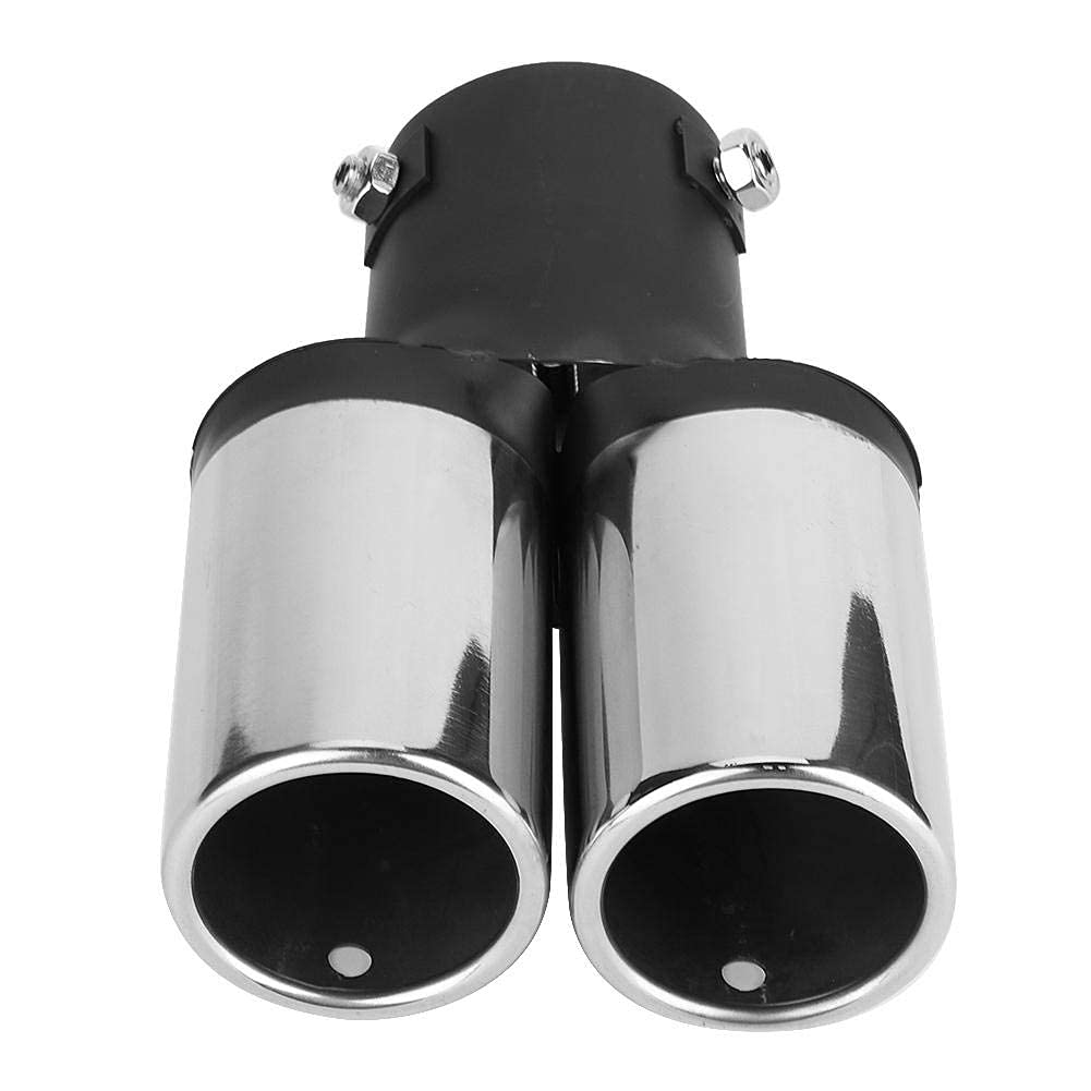 KIMISS Tuyau d'échappement de voiture, Universal Tuyau d’Echappement en acier inoxydable modifié Double tuyau d'échappement arrière Silencieux Tip Tail Throat