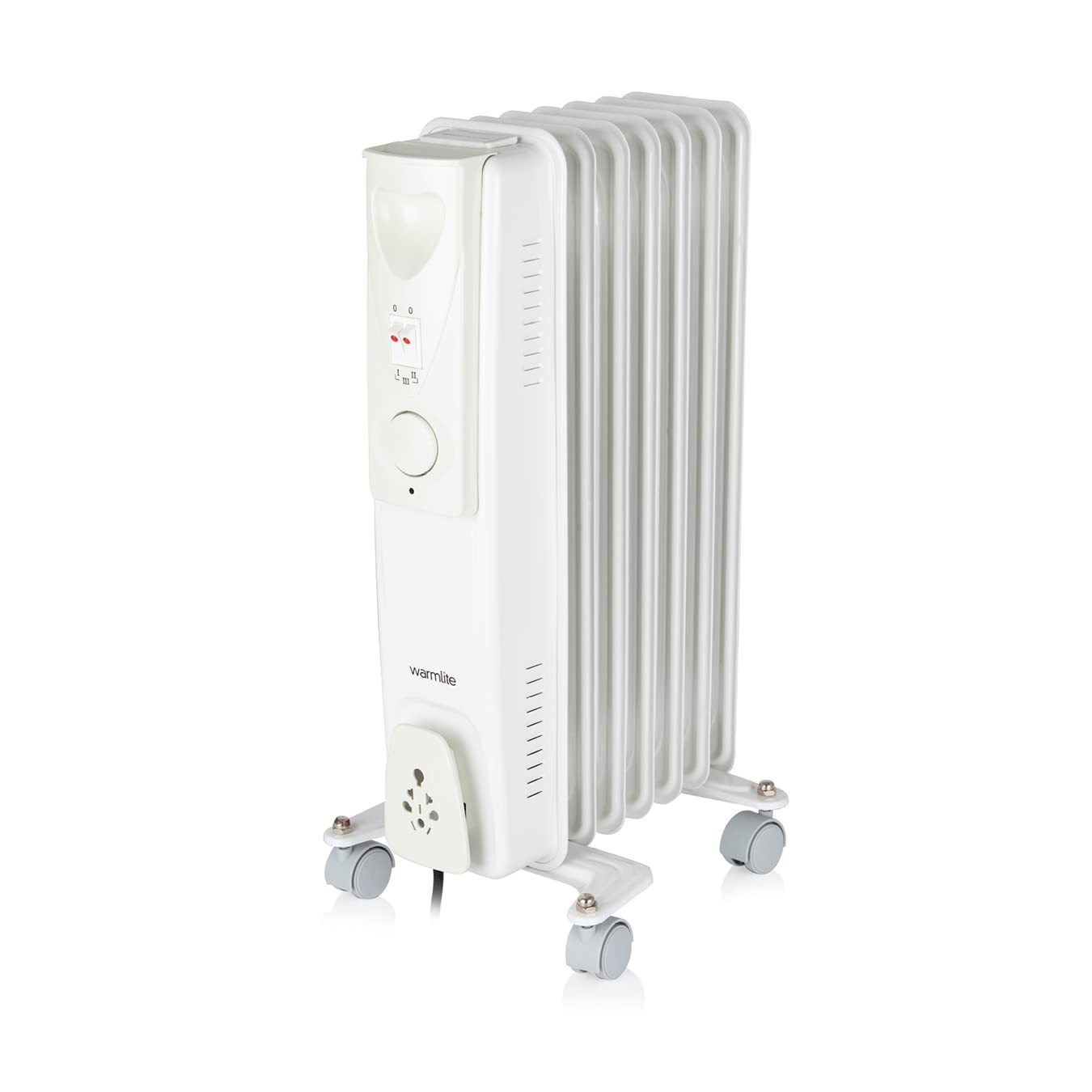 Warmlite WL43003YW Oil Filled Radiator with 3 power Settings and Adjustable Thermostat, 1500W, White