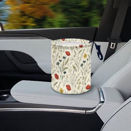 Image of Floral Daisy Car Trash Can for Car Front Seat, Back Seat, Floor, Headrest, Car Accessories Interior Universal for Cars SUV Trucks
