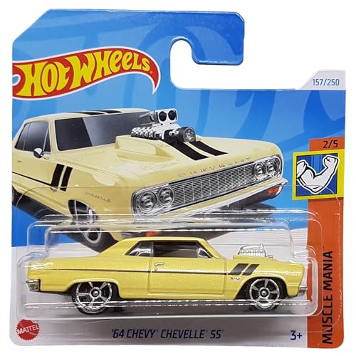 Hot Wheels - ´64 Chevy Chevelle SS - Muscle Mania 2/5 - HTD79 - Short Card - GM Chevrolet - Amarillo metálico - Mattel 2024 – 1:64