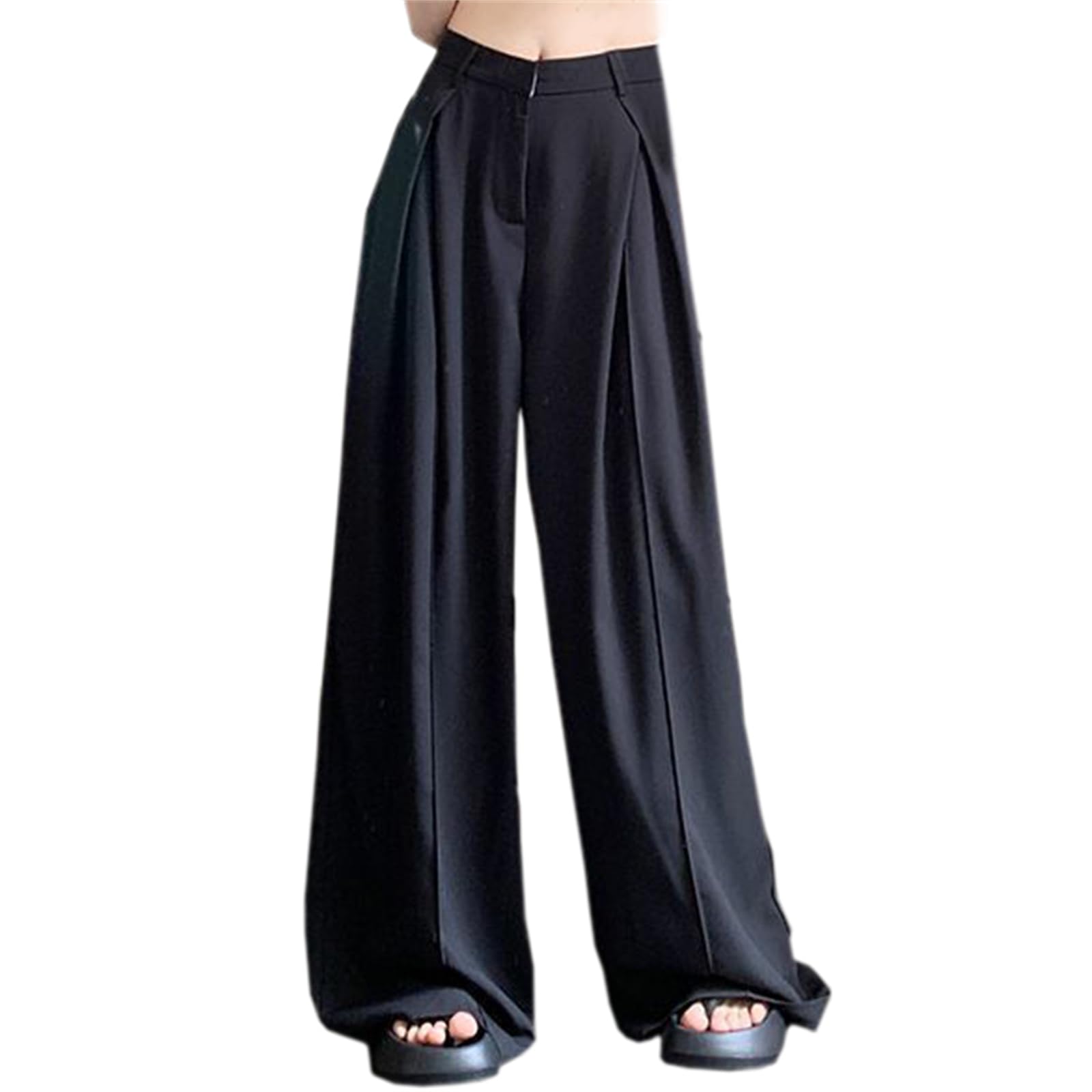 SANGTREE Womens High Waist Casual Pleated Wide Leg Long Palazzo Pants
