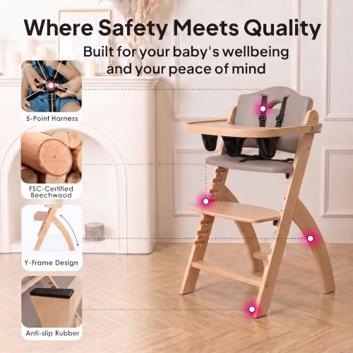 Image of Abiie Beyond Junior Convertible Wooden High Chair with Removable Tray