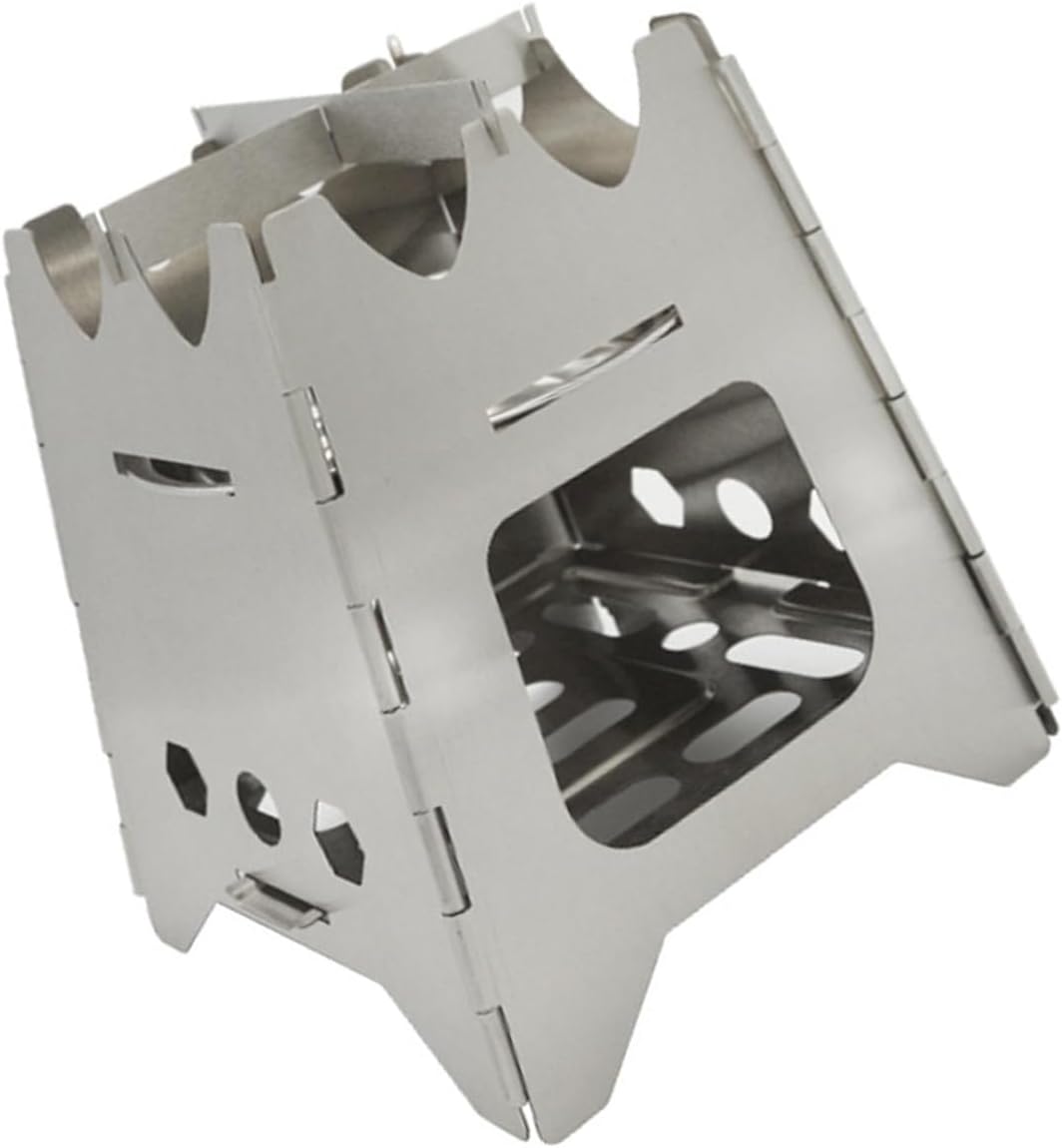 Stainless Foldable Outdoor Camping Wood Stove Hiking Backpacking Firewood Stove Folding Windproof Wood Burning Burners Cooking Burners