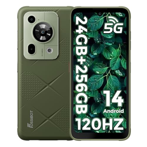 FOSSiBOT F112 Pro - Teléfono móvil irrompible 5G, 6,88' HD+ 120Hz, 24 GB+256 GB Android 14, cámara 50MP+16MP, 7150mAh/18W, Face ID/Fingerprint/GPS/OTG/NFC