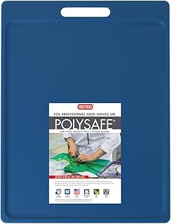 Dexas NSF Certified Polysafe Cutting Board with Handle, 11 x 14.5 Inches, Reversible Kitchen Cutting Board, Blue