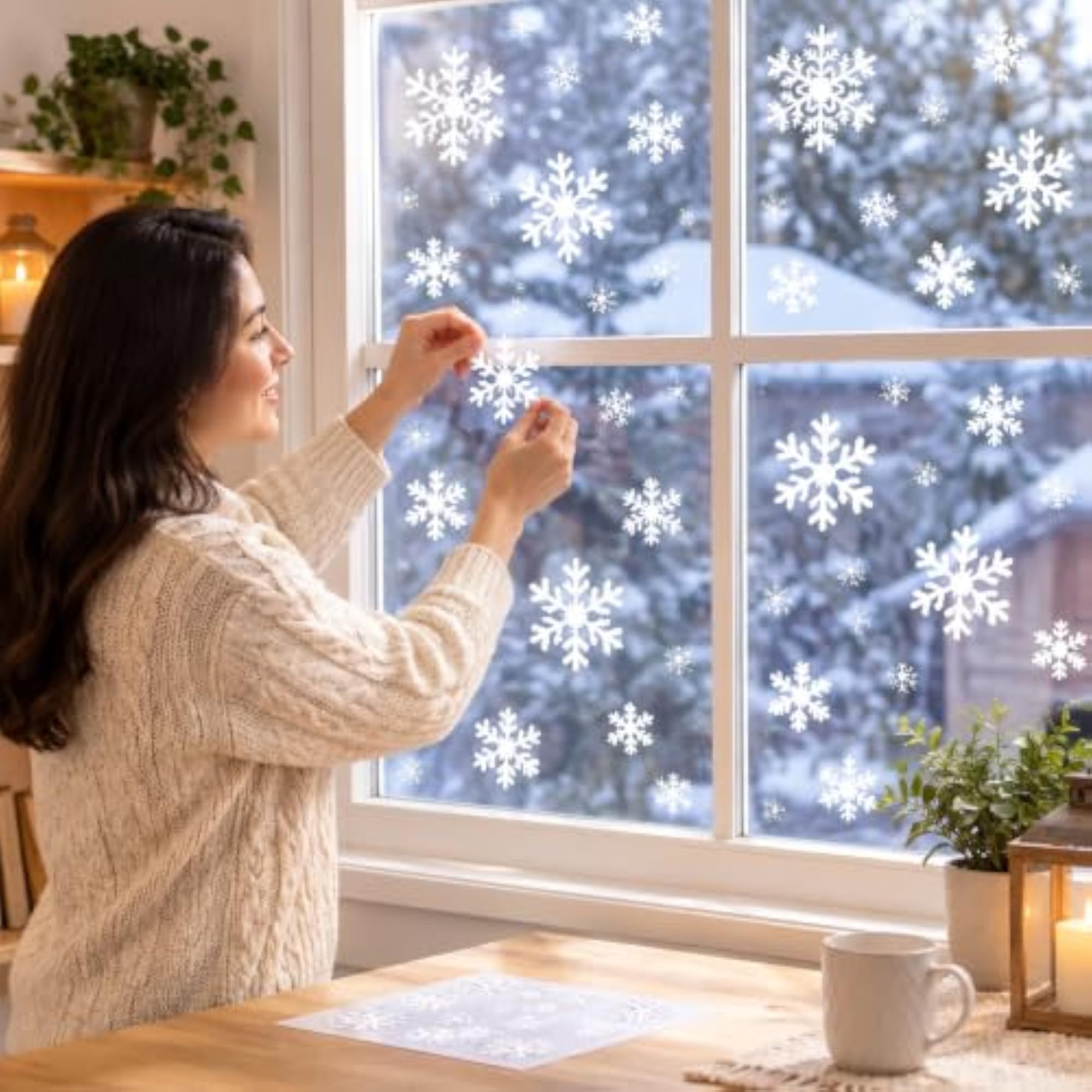 Snowflake Glass Stickers for Window 4 Sets Frosted