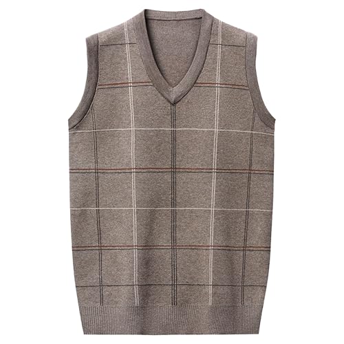 Mens V Neck Argyle Sweater Vests Slim Fit Knitted Pullover Vest Pullover Autumn Winter Warm Sleeveless Vest