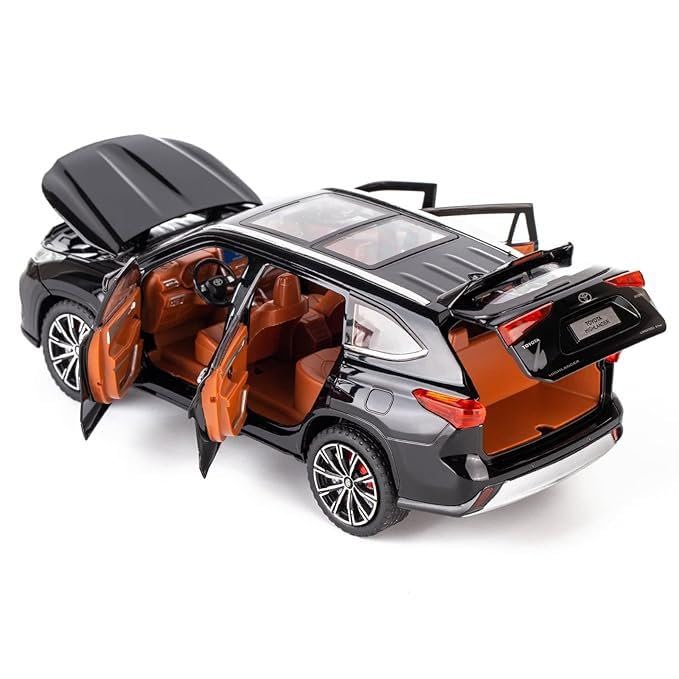 Image of Crown Kluger SUV Model Car with Box, Zinc Alloy Pull Back Toy car with Sound and Light for Kids Boy Girl Gift [Colors as Per Stock] (Crown Kluger SUV)