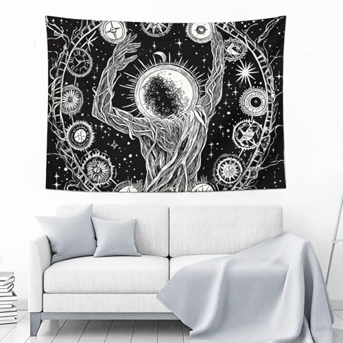 Tapisserie murale de lune noire et blanche pour transformer votre chambre en cocon gothique d'Halloween