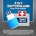 OREI Switzerland Travel Plug Adapter with Dual USB - USA Input - Type J (U2U-11A), Will Work with Cell Phones, Camera, Laptop, Tablets, iPad, iPhone and More
