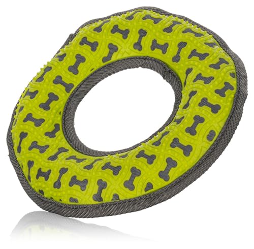 Knuffelwuff Hundespielzeug Frisbee aus Gummi und Gewebe - Griffig, Zahnfreundlich und Bindung stärkend - Ideal für Spiel und Konditiontraining für alle Große & Kleine Hunde BPA-frei