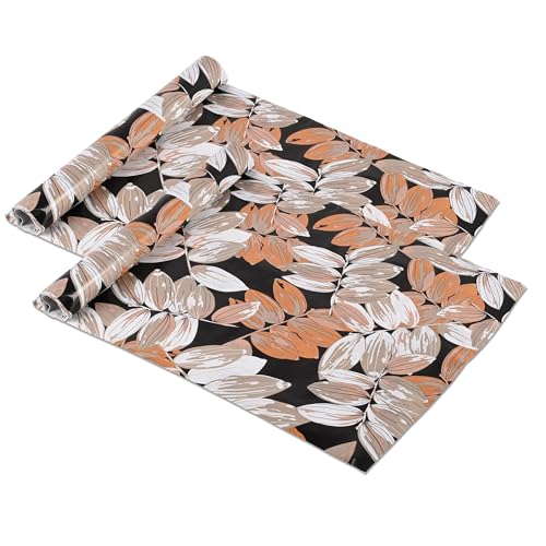 Image of Kuber Industries Pack of 2 Waterproof & Durable 5 Meters Kitchen Mats for Shelf Liner Roll | Wipeable Fridge Sheets for Shelves Cabinet Drawer | Leaf - Grey & Beige