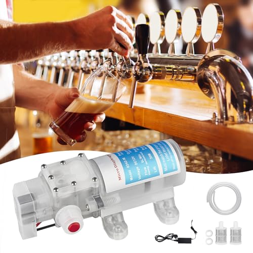 Wasserpumpe, Bierpumpe, Membranpumpe, Wein-Transferpumpe, Elektrische Weinförderpumpe Selbstansaugende Pumpe Geschwindigkeit Einstellbar mit Schlauch und Filtern zum Pumpen von Wein Bier