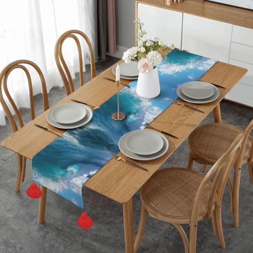 Chemin de table vagues de mer avec textile premium imprimé - 2