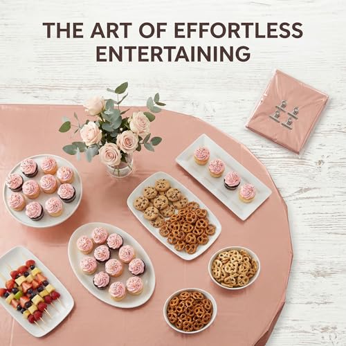 XEIYEI Einweg Tischdecke Tischtuch Kunststoff Tischdecken Bierzeltgarnitur Tischdecke 12 STK Rechteckig Tischdecken Geburtstag Wasserdicht 137 x 274 cm mit Tischklammern für Party Fasching (Roségold)