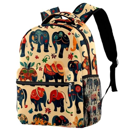 Sac à dos de campus ergonomique motif éléphant avec grand porte-bouteille fille