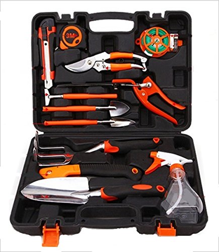 QSEVEN-Garden tools 12 sets of aluminum garden household combination toolbox.