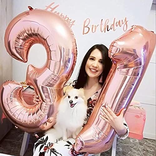 Image of 40 Inch Rose Gold 13 Number Balloons Giant Jumbo Huge 13 or 31 Foil Mylar Helium Number Digital Balloons Rose Gold Birthday Mylar Digital Balloons 13th 31st Birthday Anniversary Events Party
