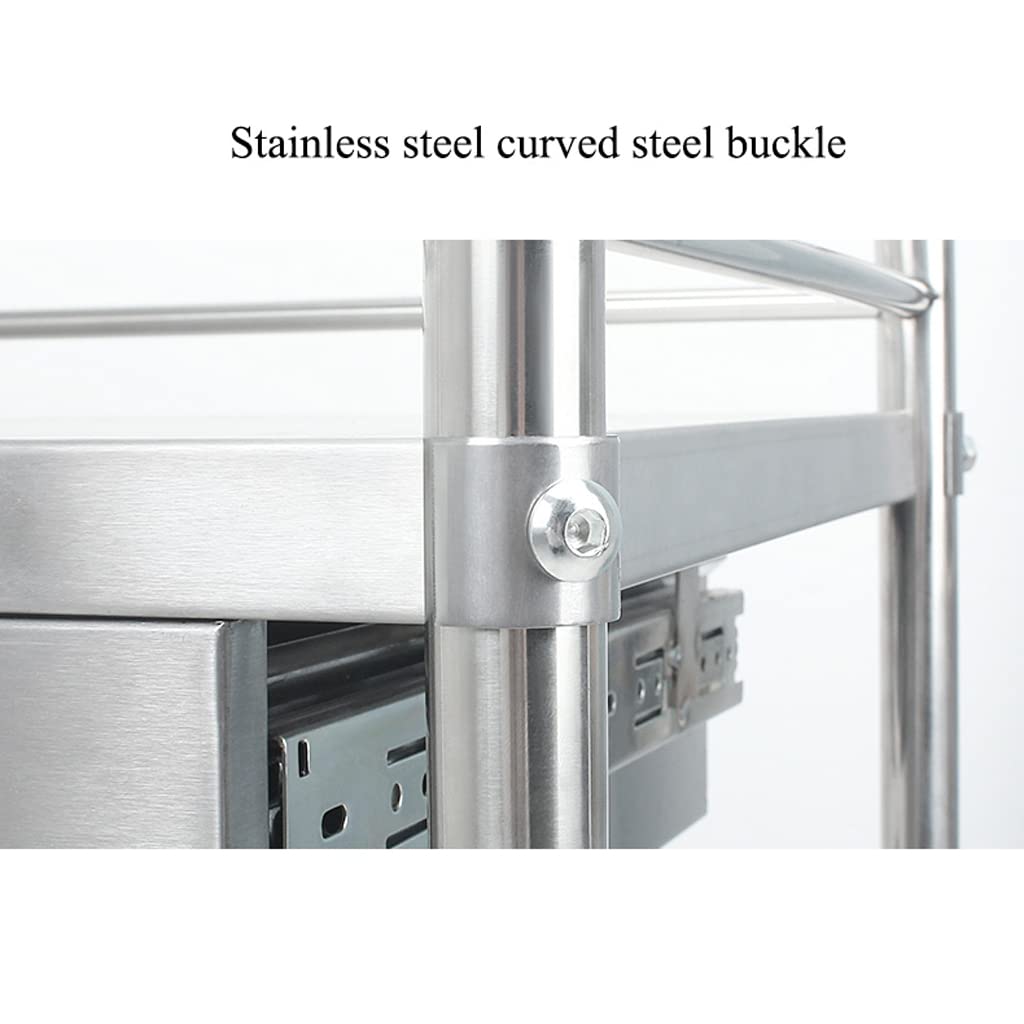 Carrello per cosmetici a 3 piani con ruote con freno universale, in acciaio inox I Carrello multiuso e struttura in metallo I Carrello da trasporto(Acciaio inossidabile anti-iodio 304-M-69*46*91CM