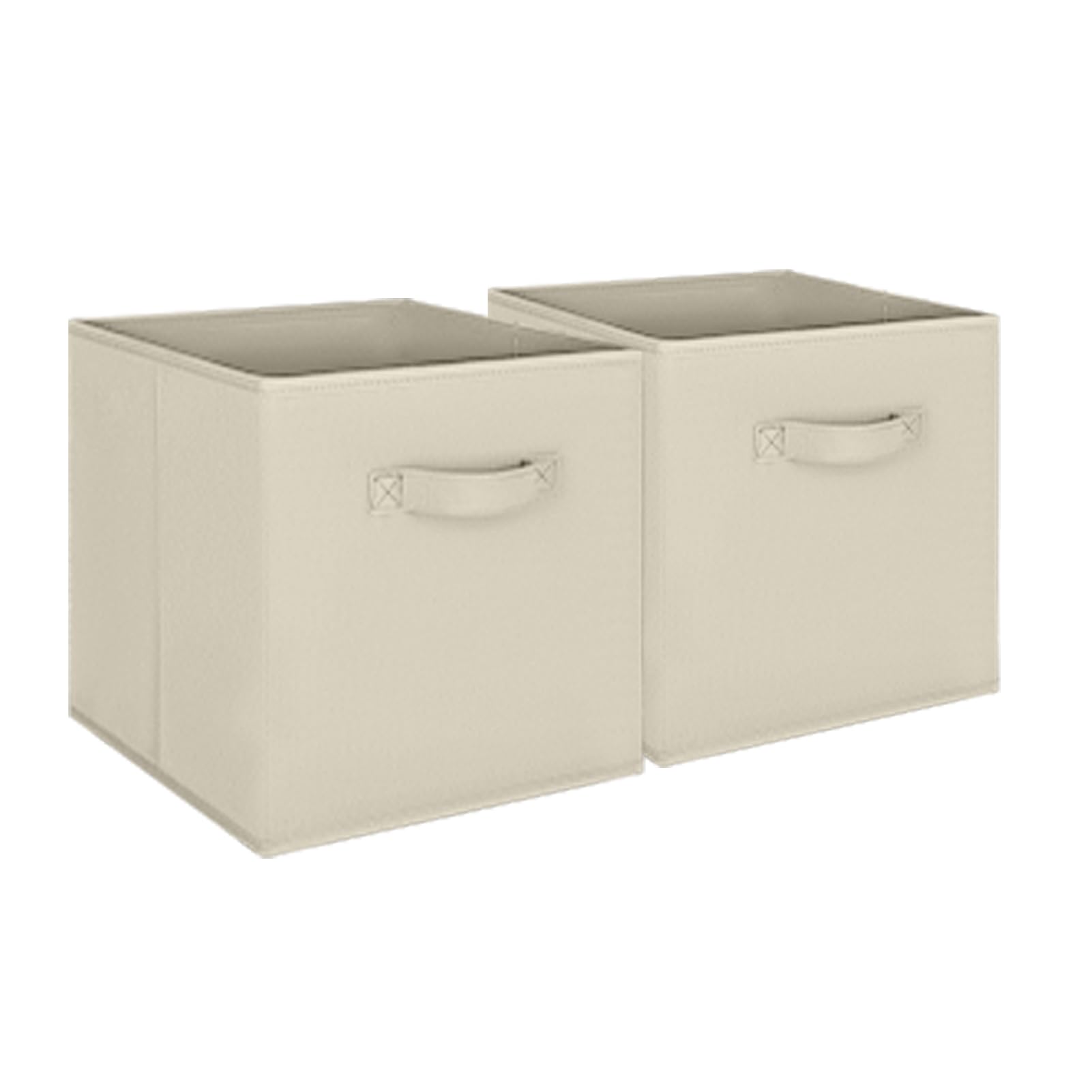 2pcs Cube Storage Box 27x27x28cm - Foldable Storage Box with Handles Storage Cubes for Home, Office & Nursery Organisation (Beige)
