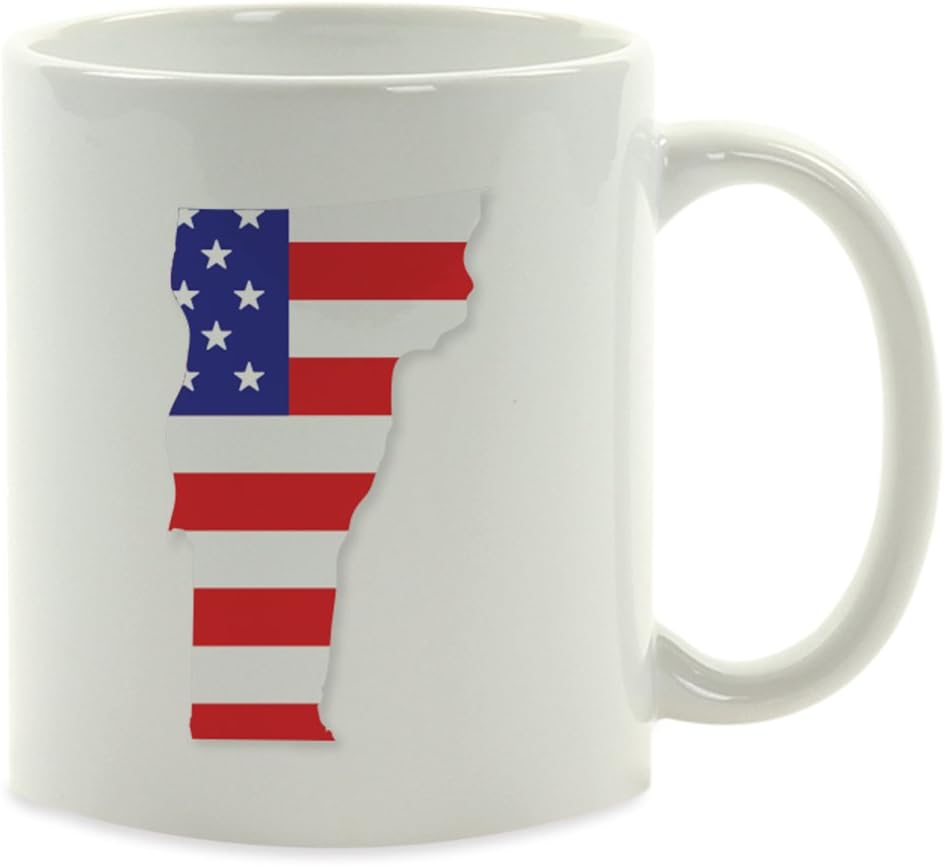 Andaz Press 11oz. US State Coffee Mug Gift, United States Country Flag, Vermont, 1-Pack, Presidential Election Veterans Day Fourth of July Party Decorations Birthday Christmas Gift Ideas