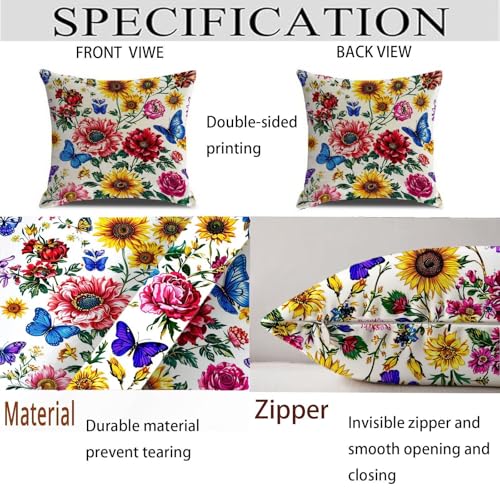 Housse coussin 75x75cm imperméable double face en velours à fleurs - 5
